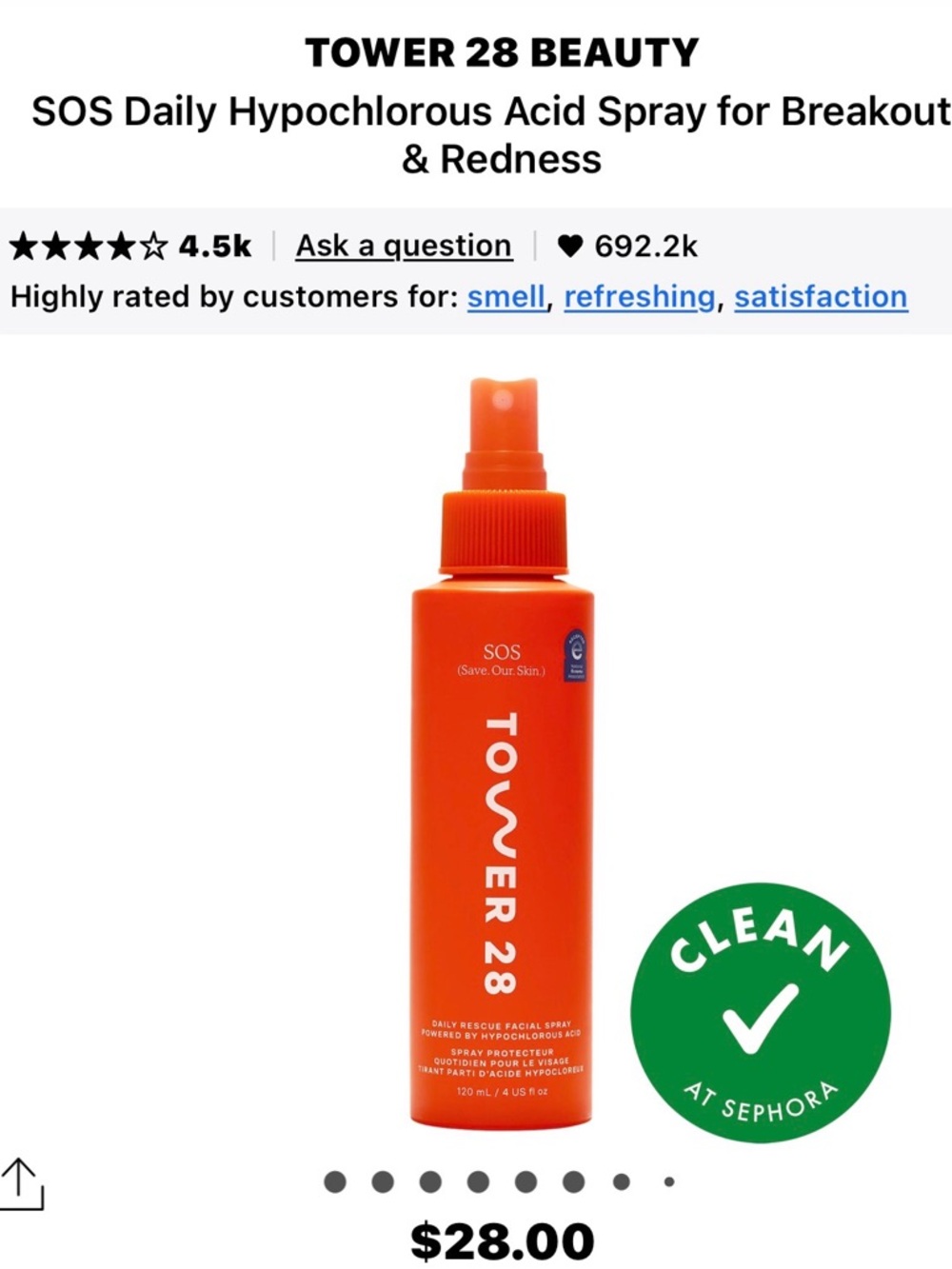 TOWER 28 SOS Daily Rescue Facial Spray